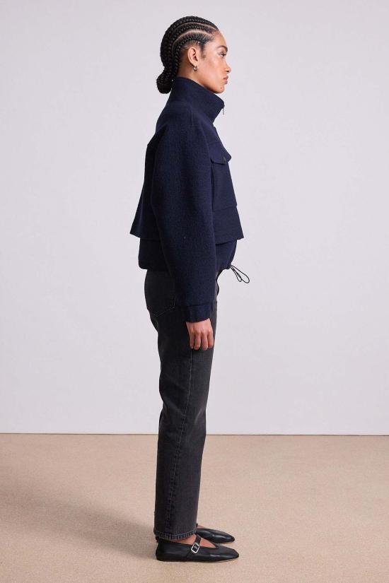  어피스 어파트 봄버 자켓 Apiece Apart Selva 크롭 봄버 재킷 미드나잇 - APIECE APART