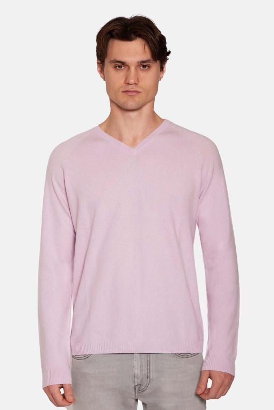  블루&크림 스웨터 포드 캐시미어 브이넥