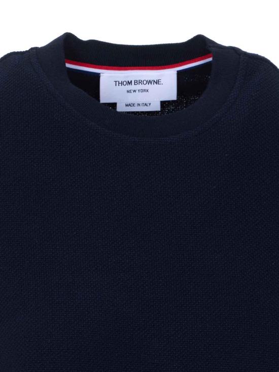 26SS 톰브라운 텍스처드 코튼 피케 4바 티셔츠 FJS222AJ0248415 Blue - THOM BROWNE