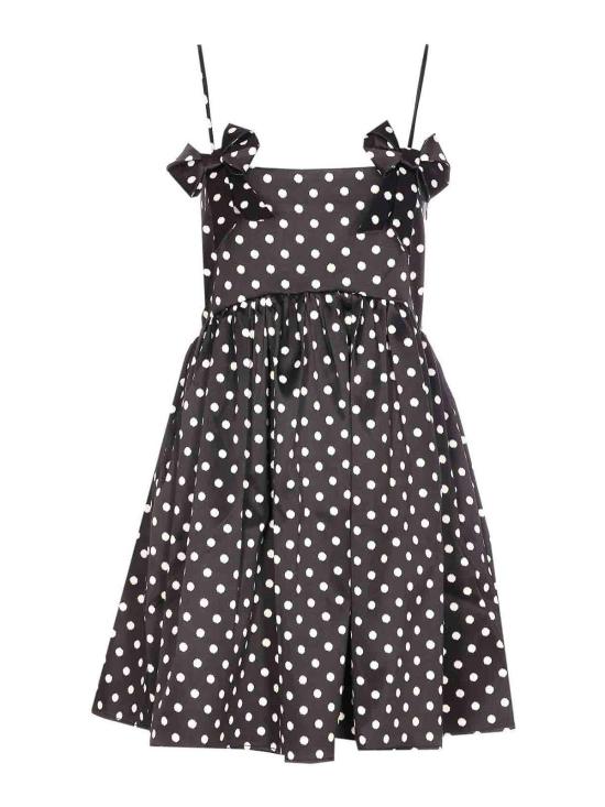26SS 가니 폴카 도트 새틴 미니 드레스 A1030193099 Black