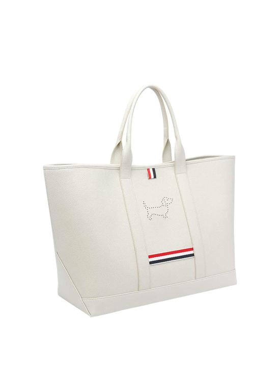 26SS 톰브라운 페블 그레인 헥터 미디엄 툴 토트백 UAG259A00198250 White - THOM BROWNE