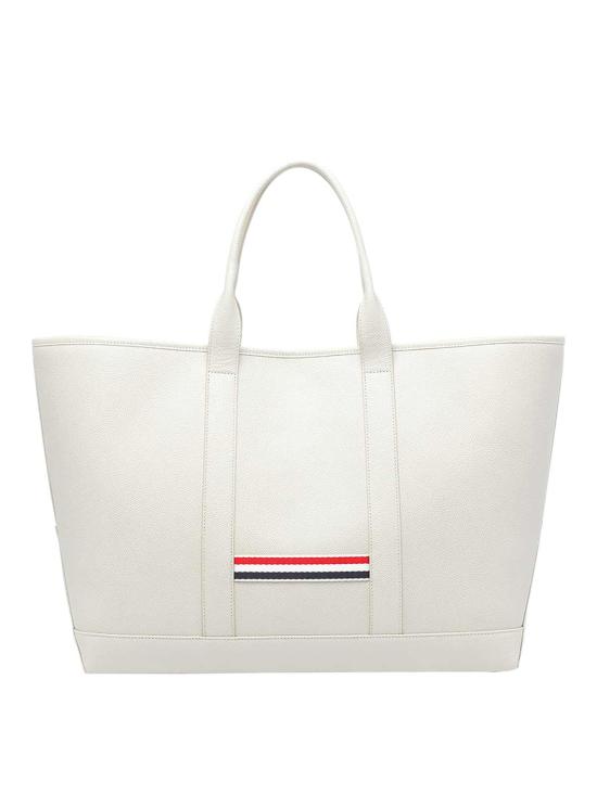 26SS 톰브라운 페블 그레인 헥터 미디엄 툴 토트백 UAG259A00198250 White - THOM BROWNE