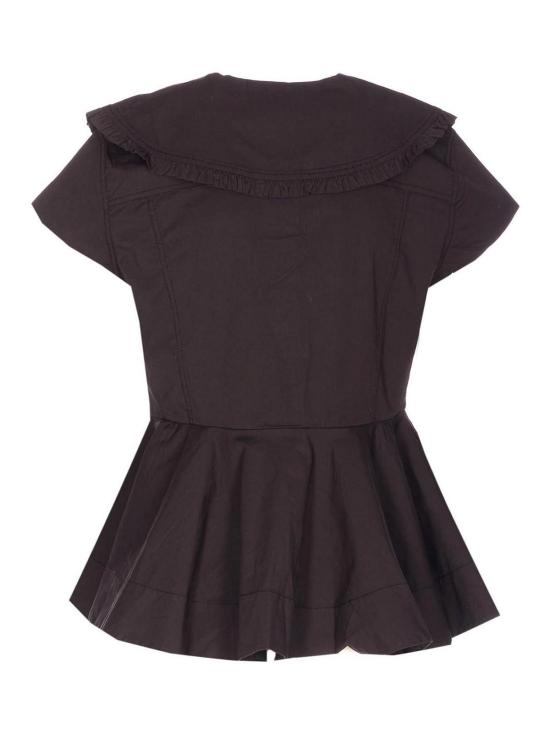 27SS 가니 쇼트 코튼 러플 셔츠 A1040093099 Black - GANNI