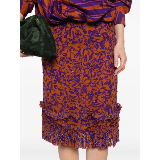 26SS 드리스 반 노튼 미디 스커트 3006 130890 353 ORANGE PURPLE - DRIES VAN NOTEN