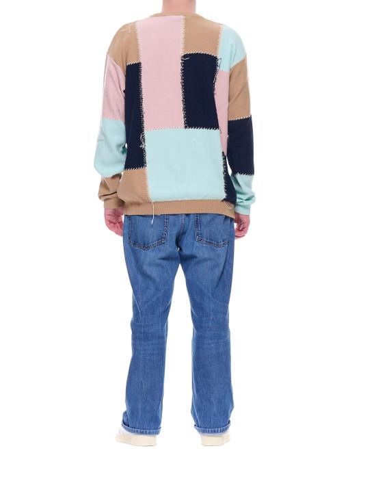  아토모 팩토리 스웨터 Atomofactory 남성 패치워크 코튼 니트  멀티컬러 크루넥 PE23ATF059 CIELO - ATOMO FACTORY
