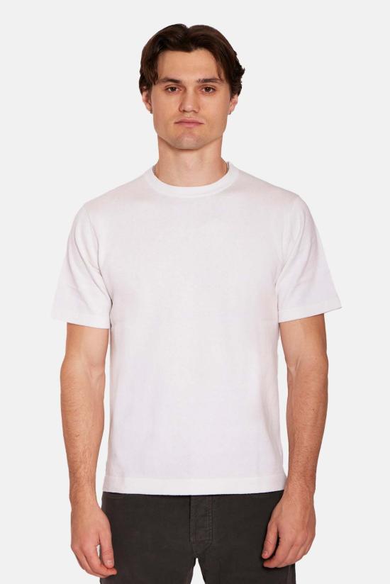  블루&크림 반팔 티셔츠 듀안 니트 티셔츠