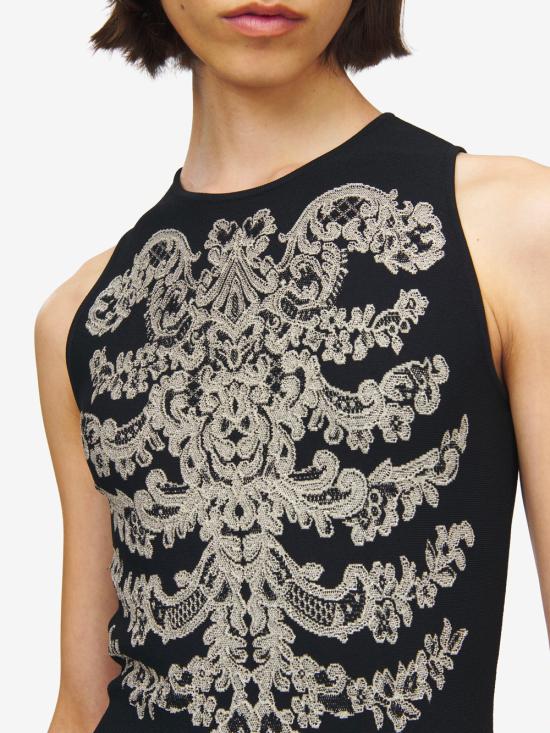 26SS 알렉산더 맥퀸 숏 원피스 852787 Q1BFU 1062 BLACK PLATINUM - ALEXANDER MCQUEEN