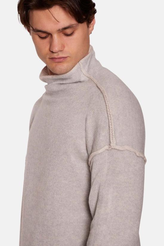  블루&크림 터틀넥 블루앤크림 브래드 캐시미어  스웨터 - BLUE&CREAM