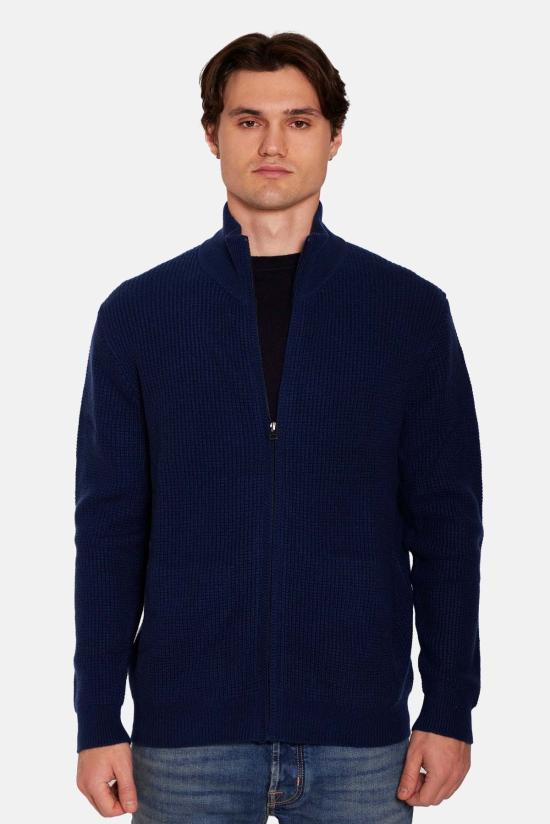  블루&크림 자켓 블루앤크림 케니 캐시 와플 지퍼업 재킷 네이비