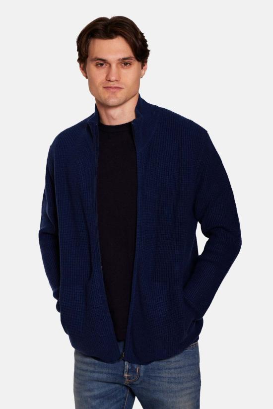  블루&크림 자켓 블루앤크림 케니 캐시 와플 지퍼업 재킷 네이비 - BLUE&CREAM