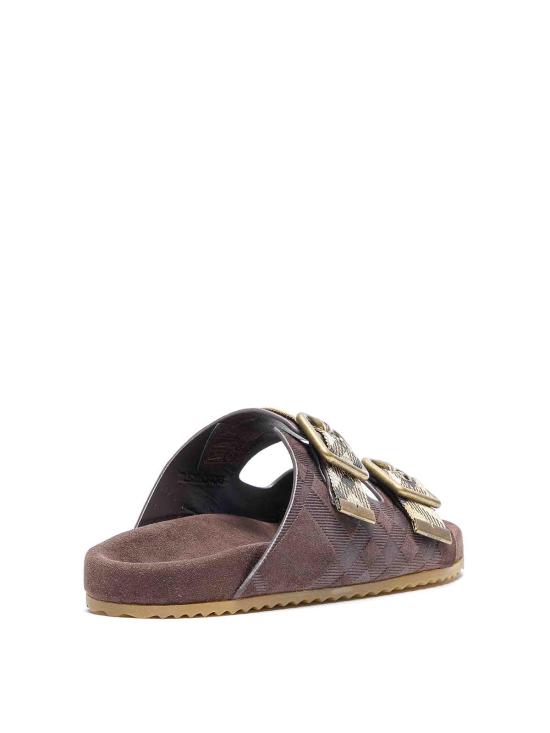 26SS 버버리 더블 버클 체크 샌들 8118613 Brown - BURBERRY