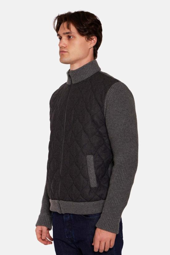  블루&크림 자켓 캐시미어 퀼팅 콤보 지퍼 재킷 - BLUE&CREAM