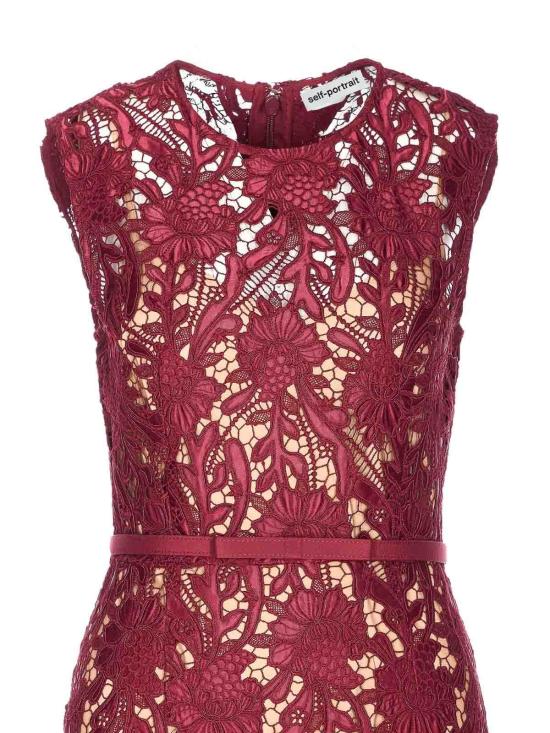 26SS 셀프 포트레이트 미디 스커트 167MABURGUNDY Red - SELF PORTRAIT