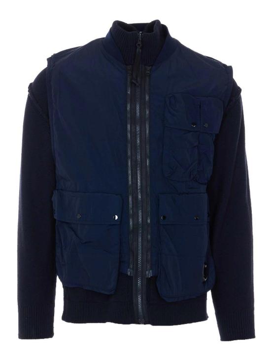 27SS 씨피 컴퍼니 코튼 믹스드 지퍼 가디건 20CMKN131A006056M888 Blue - C.P. COMPANY