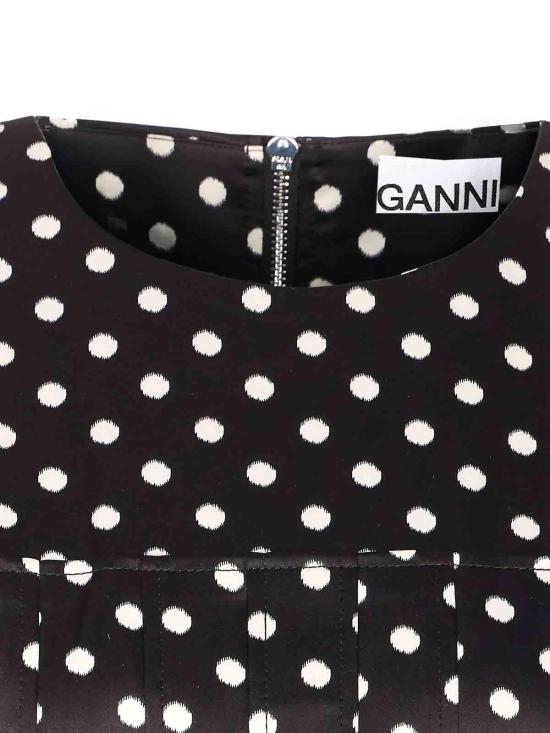 26SS 가니 폴카 도트 새틴 코르셋 탑 A1040078099 Black - GANNI