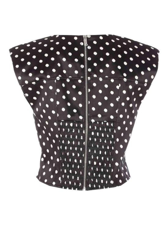 26SS 가니 폴카 도트 새틴 코르셋 탑 A1040078099 Black - GANNI