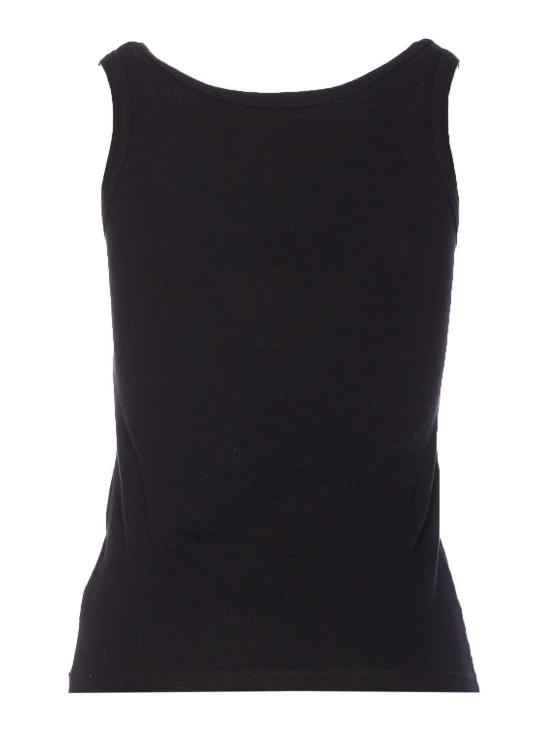 26SS 베르사체 로고 패피 리브드 스트레치 코튼 탱크탑 10232101A172221B000 Black - VERSACE