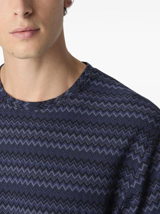 25FW 미소니 반팔 티셔츠 US25WL02BR013K SM9S6 BLUE TONES - MISSONI