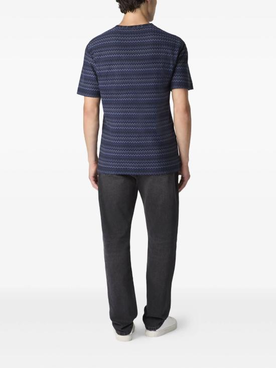 25FW 미소니 반팔 티셔츠 US25WL02BR013K SM9S6 BLUE TONES - MISSONI