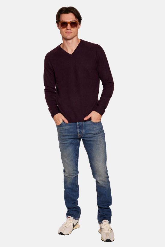  블루&크림 스웨터 포드 캐시미어 브이넥 - BLUE&CREAM