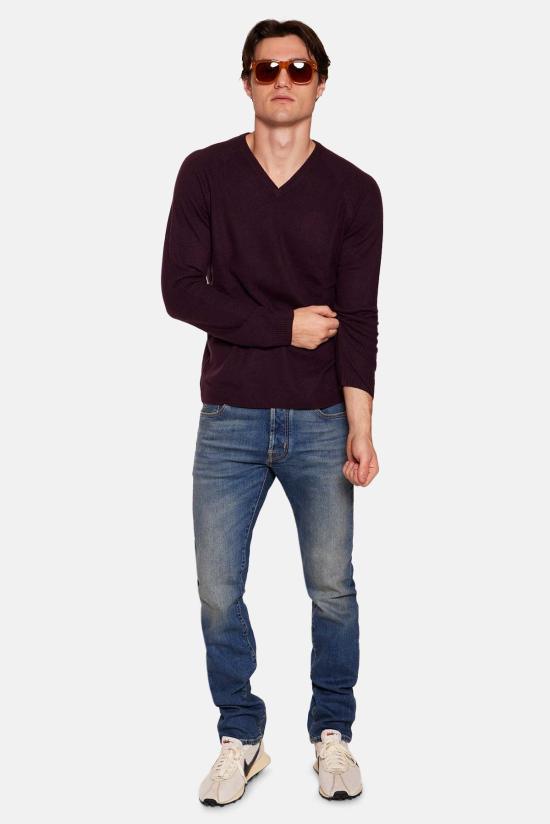  블루&크림 스웨터 포드 캐시미어 브이넥 - BLUE&CREAM