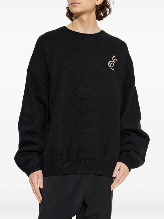 25FW 피어오브갓 엠브로이더드 와플 크루넥 스웨터 192HO254331F VINTAGE BLACK - FEAR OF GOD