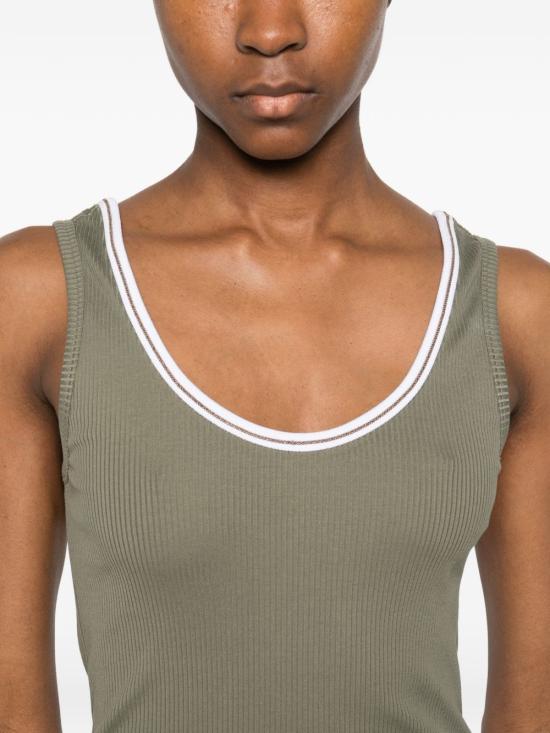 26SS 브루넬로 쿠치넬리 민소매 티셔츠 MG902DO310 CLY21 Green - BRUNELLO CUCINELLI