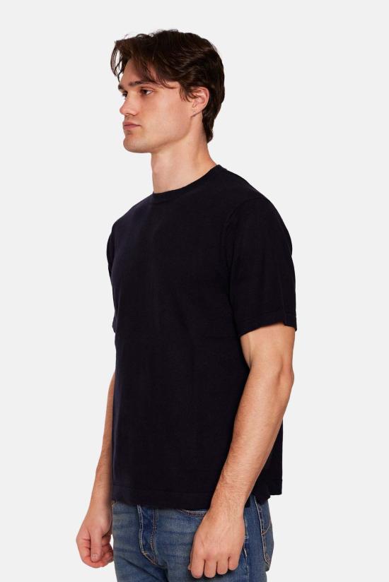  블루&크림 반팔 티셔츠 듀안 니트 티셔츠 - BLUE&CREAM