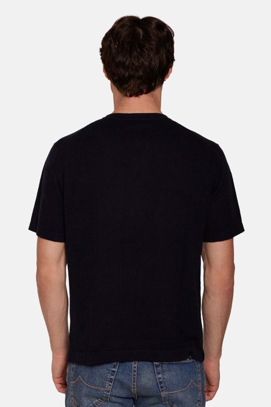  블루&크림 반팔 티셔츠 듀안 니트 티셔츠 - BLUE&CREAM