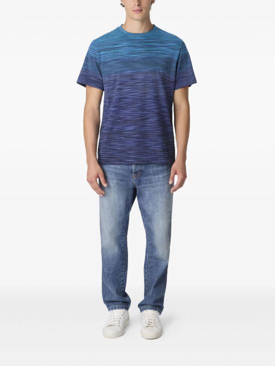 25FW 미소니 반팔 티셔츠 US25WL03BJ00E5 S72LR BLUE TONES - MISSONI