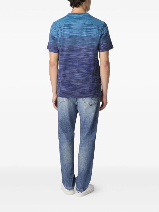 25FW 미소니 반팔 티셔츠 US25WL03BJ00E5 S72LR BLUE TONES - MISSONI