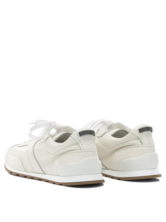 26SS 브루넬로 쿠치넬리 샤이니 루프 소프트 그레인 가죽 러너 MZDKG3235C4295 White - BRUNELLO CUCINELLI