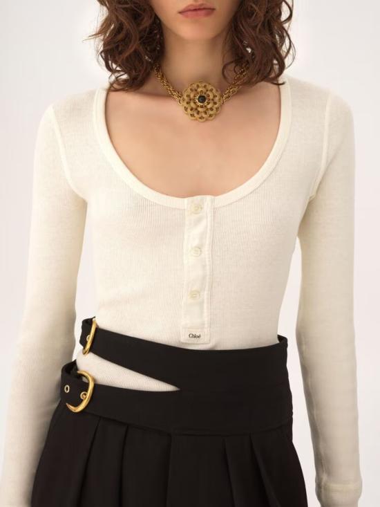 26SS 끌로에 긴팔 티셔츠 CH26SJH29185 107 White - CHLOE