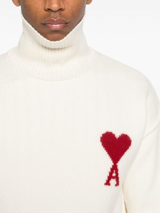 26SS 아미 ADC 터틀넥 스웨터 UKS839018W 154 White - AMI