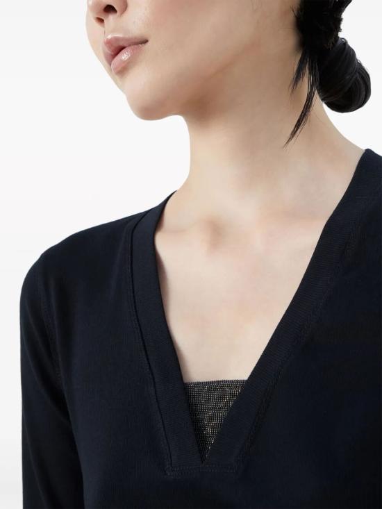 26SS 브루넬로 쿠치넬리 코튼 브이넥 티셔츠 M0TC8EL692 C101 NERO - BRUNELLO CUCINELLI