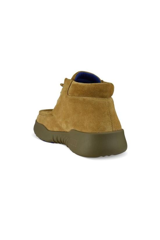  버버리 부츠 엠보싱 로고가 새겨진 베이지 스웨이드 - BURBERRY