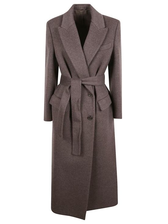 25FW 브루넬로 쿠치넬리 브루넬로 쿠치넬리 더블 브레스티드 피 코트 MD5329893 C017 Brown