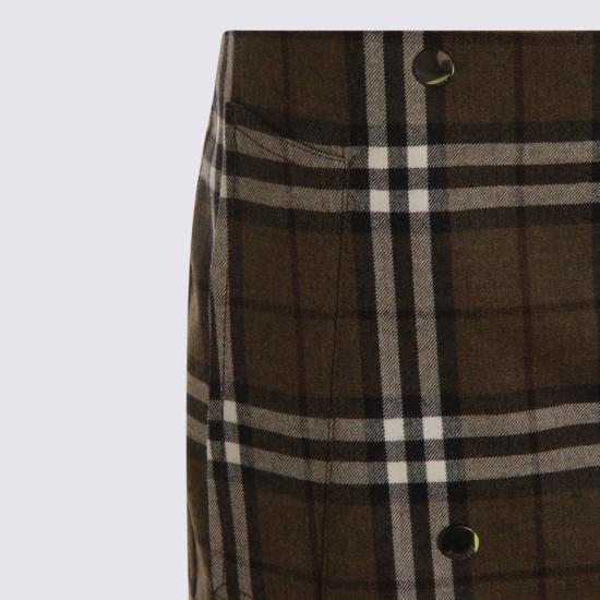 25FW 버버리 체크 본디드 울 트렌치 미니 스커트 8110911C3078 Green - BURBERRY