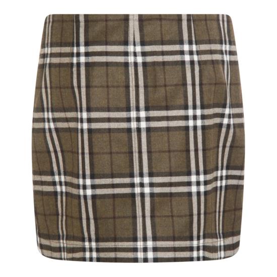 25FW 버버리 체크 본디드 울 트렌치 미니 스커트 8110911C3078 Green - BURBERRY