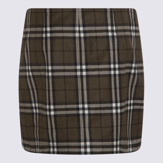 25FW 버버리 체크 본디드 울 트렌치 미니 스커트 8110911C3078 Green - BURBERRY