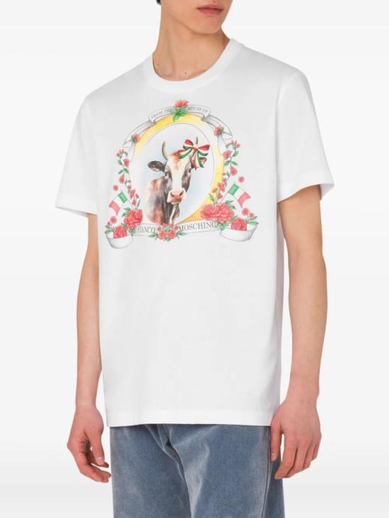 25FW 모스키노 반팔 티셔츠 A07075241 White - MOSCHINO