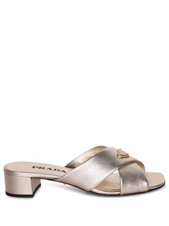 26SS 프라다 크리스크로스  힐 뮬 1XX788 3A9S F0846 Metallic