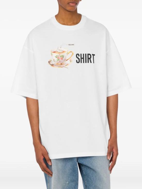 25FW 모스키노 반팔 티셔츠 V07065241 White - MOSCHINO