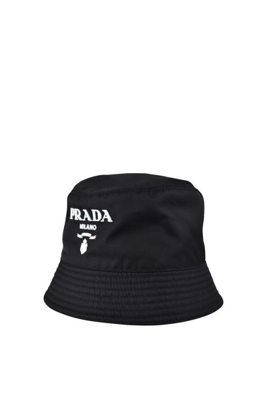  프라다 모자 자수 로고가 있는 클래식 버킷햇 (레나일론 소재) - PRADA