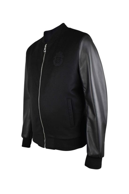  빌리어네어 자켓 두 가지 소재로 제작된 가죽 소매 봄버 재킷 - BILLIONAIRE