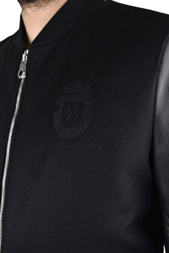  빌리어네어 자켓 두 가지 소재로 제작된 가죽 소매 봄버 재킷 - BILLIONAIRE