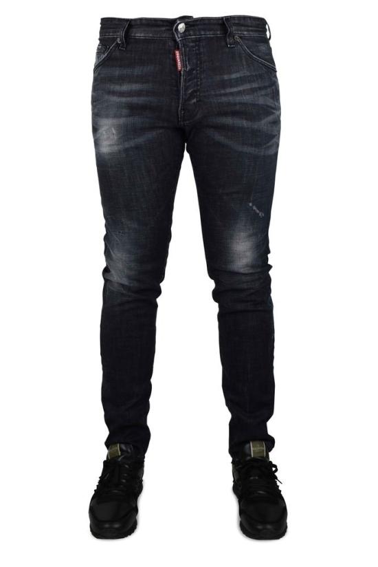  디스퀘어드2 데님 팬츠 슬림핏 디스트레스드 블랙  진 - DSQUARED2