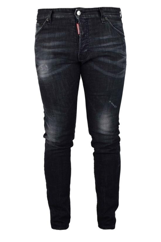  디스퀘어드2 데님 팬츠 슬림핏 디스트레스드 블랙  진