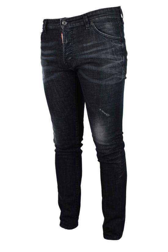  디스퀘어드2 데님 팬츠 슬림핏 디스트레스드 블랙  진 - DSQUARED2