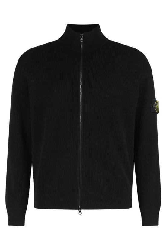 26SS 스톤 아일랜드 리브드 소프트 오가닉 코튼 레귤러핏 집업 가디건 5100126S00D8 V0029 Black - STONE ISLAND